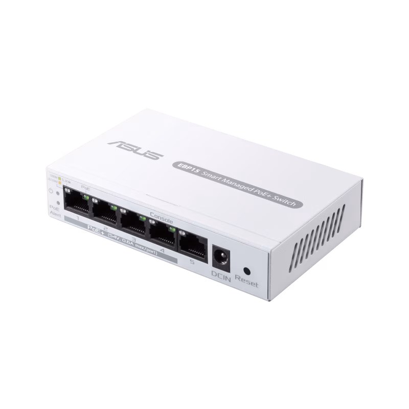 ASUS ExpertWiFi EBP15 – 5-Port GbE Smart Managed PoE+ Switch | 90IG08D0-MO3B00