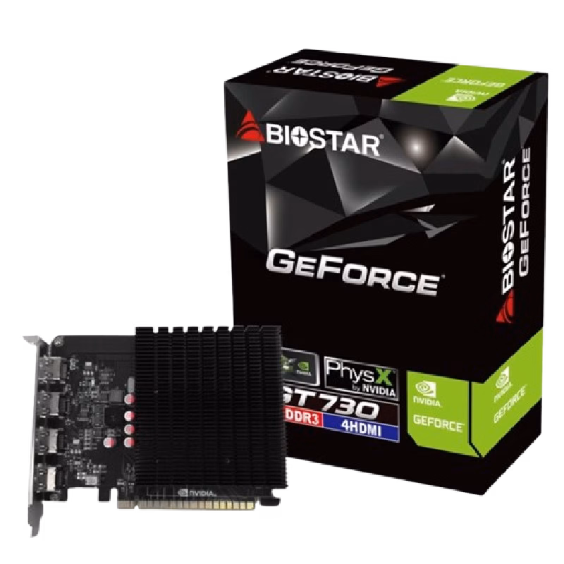 BIOSTAR GeForce GT730 4GB GDDR3 64-Bit 4x HDMI 2.0b PCIe 2.0 | VN7313TG46