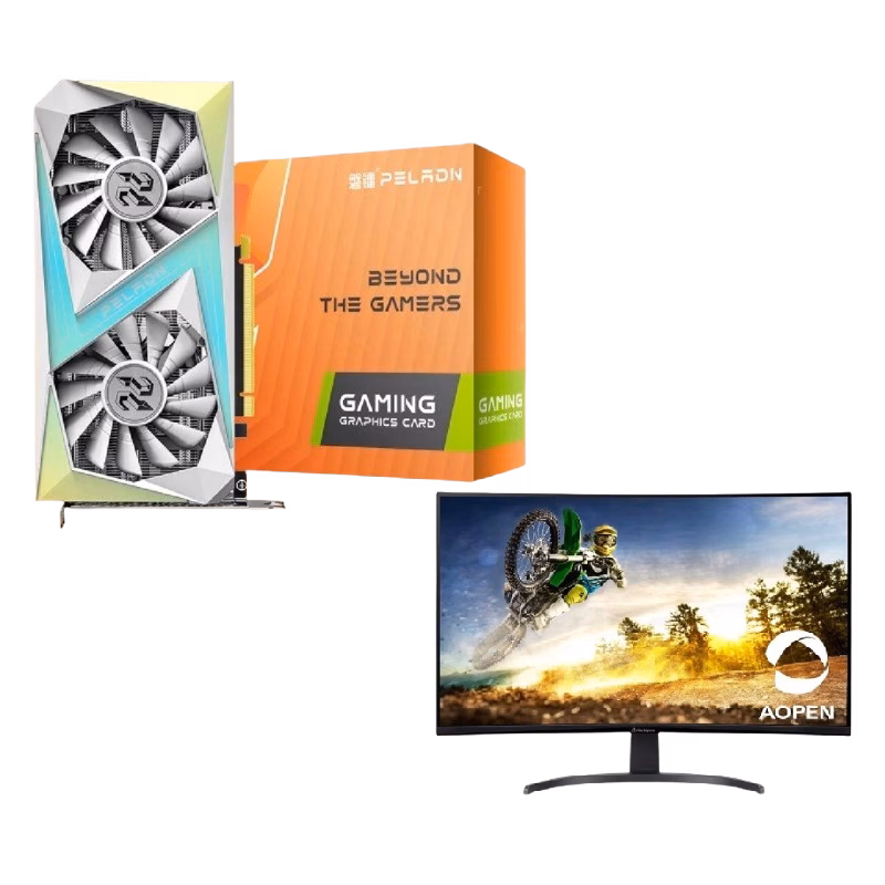 Bundle (PELADN RTX 3050 6GB GDDR6 PCI Express 4.0 Video Card | Q/PLZN001-2019 + Aopen 32HC5QR 31.5″ FHD 165Hz Curved Gaming Monitor)
