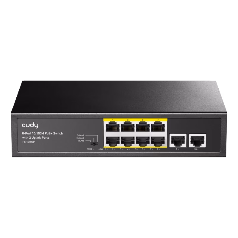 Cudy 8-Port 10/100M PoE+ Switch – 2 Uplink Ports 120W | FS1010P