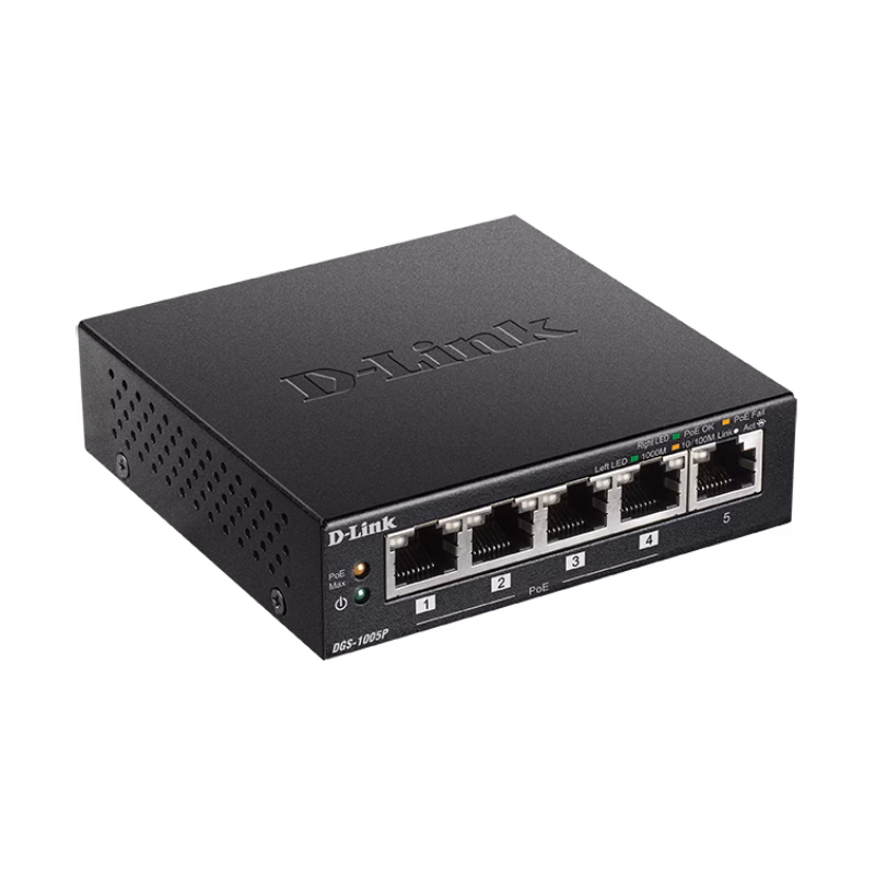 D-Link 5-Port Desktop Gigabit PoE+ Switch | DGS-1005P/E