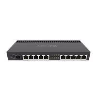 Gigabit port router with a Quad-core 1.4Ghz CPU, 1GB RAM, SFP+ 10Gbps RB4011iGS+RM