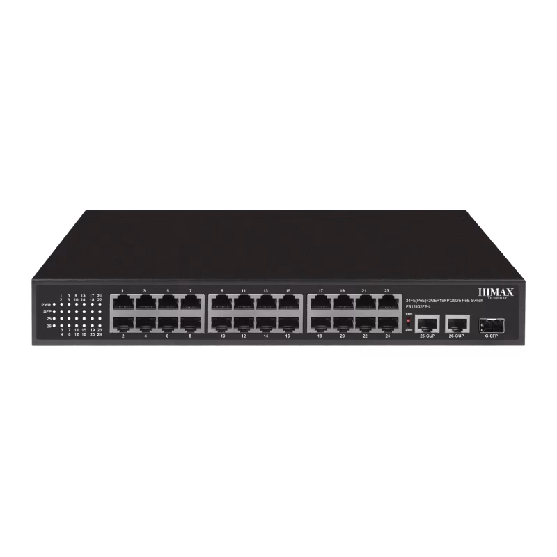HIMAX Lite Series Long Range 26 Ports PoE Switch | PS12402FE-L | 3 Years Warranty