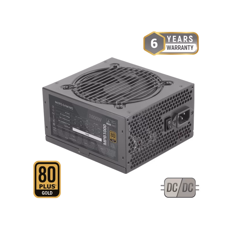 Mars Gaming Silence 1000W Gaming Power Supply 80 Plus Gold 120Mm | 6 Years Warranty | Tax Free
