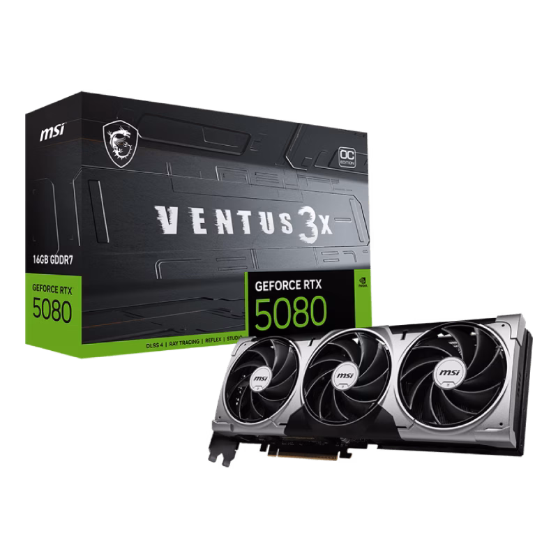 MSI GeForce RTX 5080 16G Ventus 3X OC Plus 256 bits PCIe Gen 5 GPU Blackwell Architecture 16GB GDDR7 | G5080-16V3CP