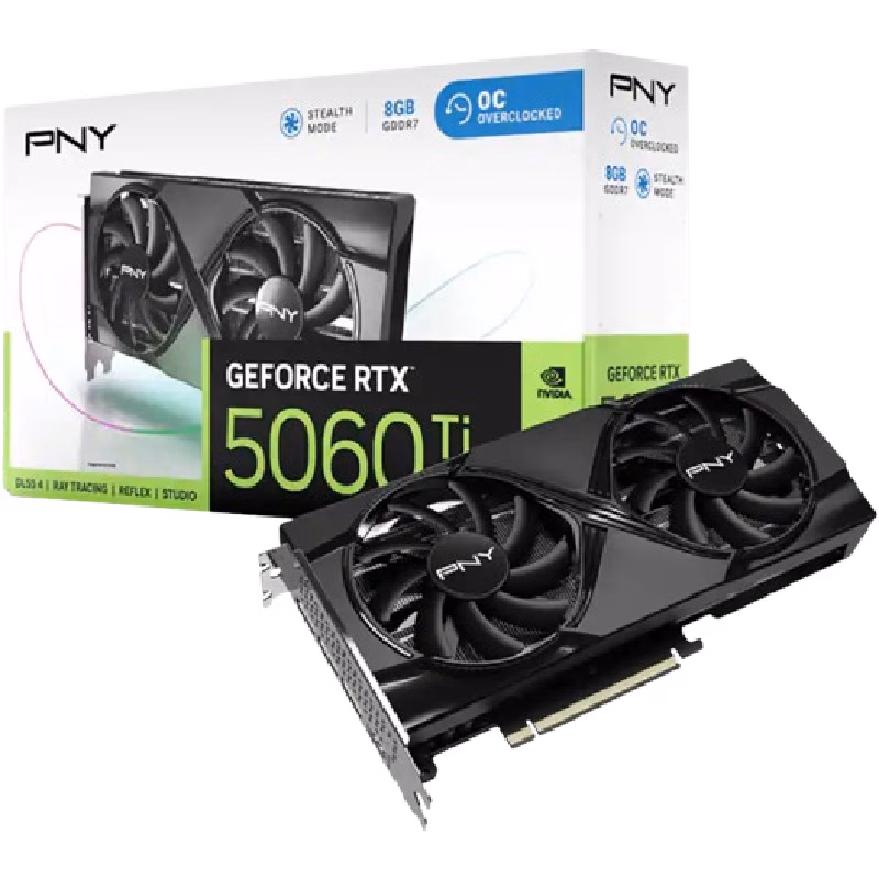 PNY GeForce RTX 5060 Ti 8GB OC Dual Fan GPU NVIDIA Blackwell Architecture | VCG5060T8DFXPB1-O
