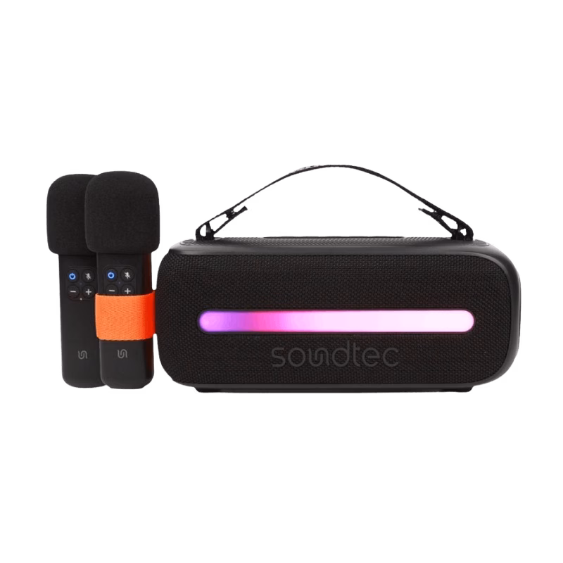 Porodo Soundtec 14W Speaker with Dual Wireless Microphone – Black | PD-STWLEP029-BK