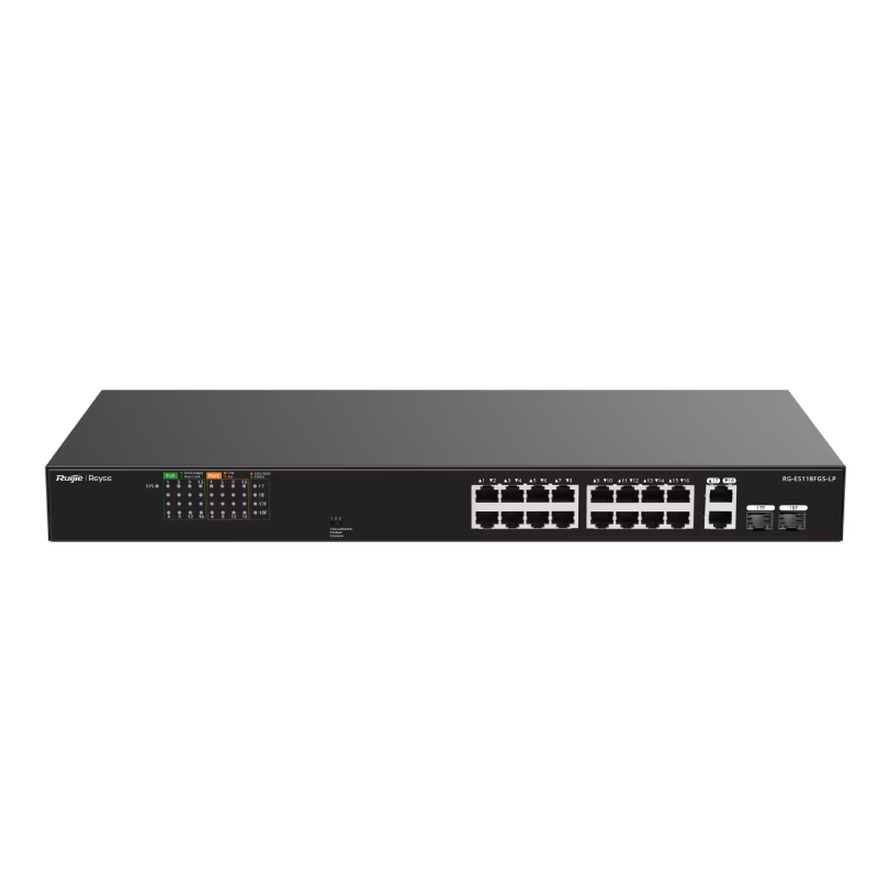 Ruijie Reyee RG-ES118FGS-LP 16-Port 10/100 Mbps with 2-Port Gigabit Unmanaged PoE Switch | Tax Included