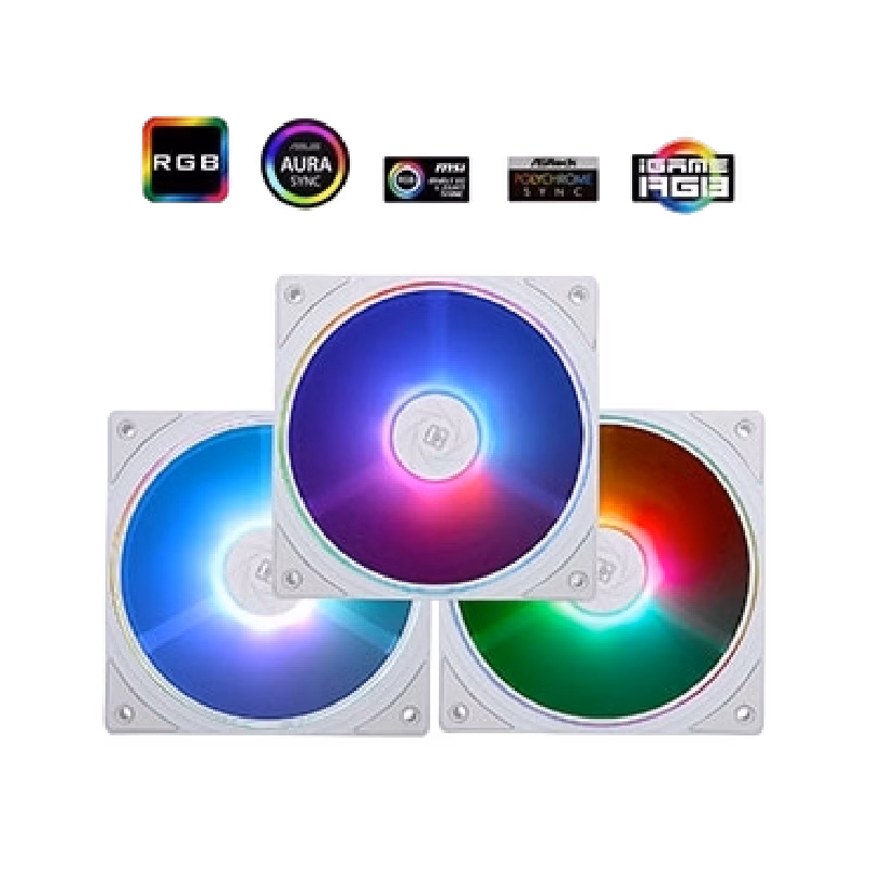 Thermalright TL-M12W-S X3 ARGB 120mm ARGB Case Fan infinity Mirror Design White (3-Pack)