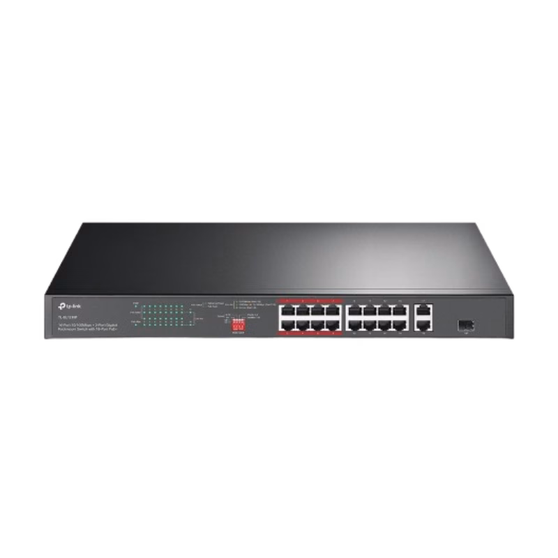 TP-Link 16-Port 10/100Mbps Gigabit Rackmount Switch with 16-Port PoE+ | TL-SL1218P