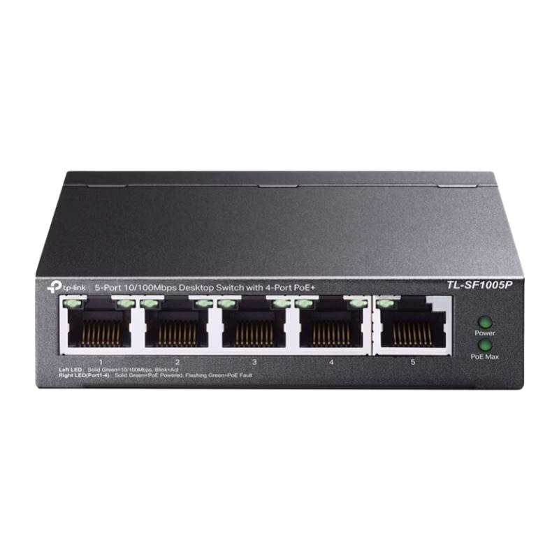 TP-link 5-Port 10/100Mbps Desktop Switch with 4-Port PoE+ | TL-SF1005P