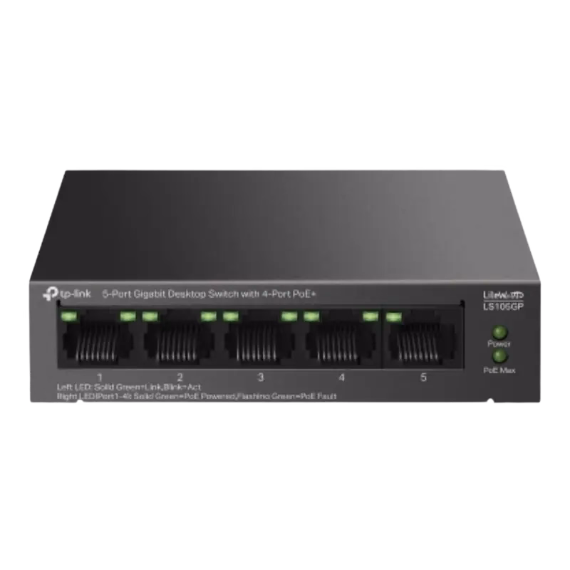TP-Link 5-Port Gigabit Desktop Switch with 4-Port PoE+ | LS105GP