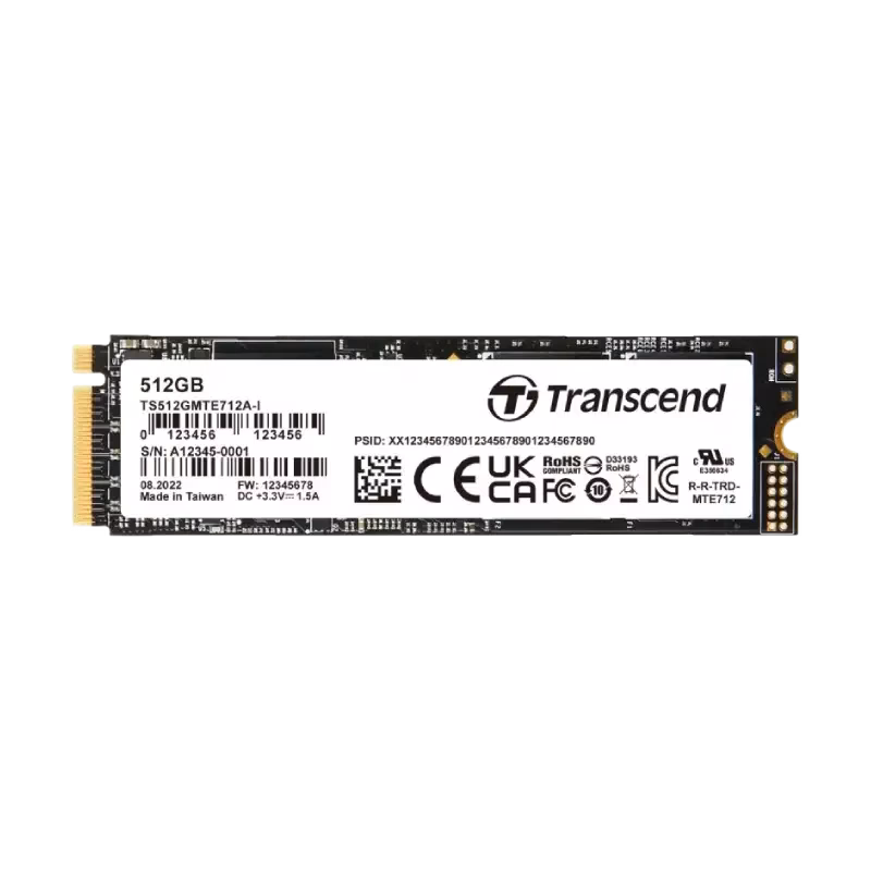 Transcend Enterprise M.2 512GB SSD NVMe MTE712A Series | TS512GMTE712A | 3 Years Warranty