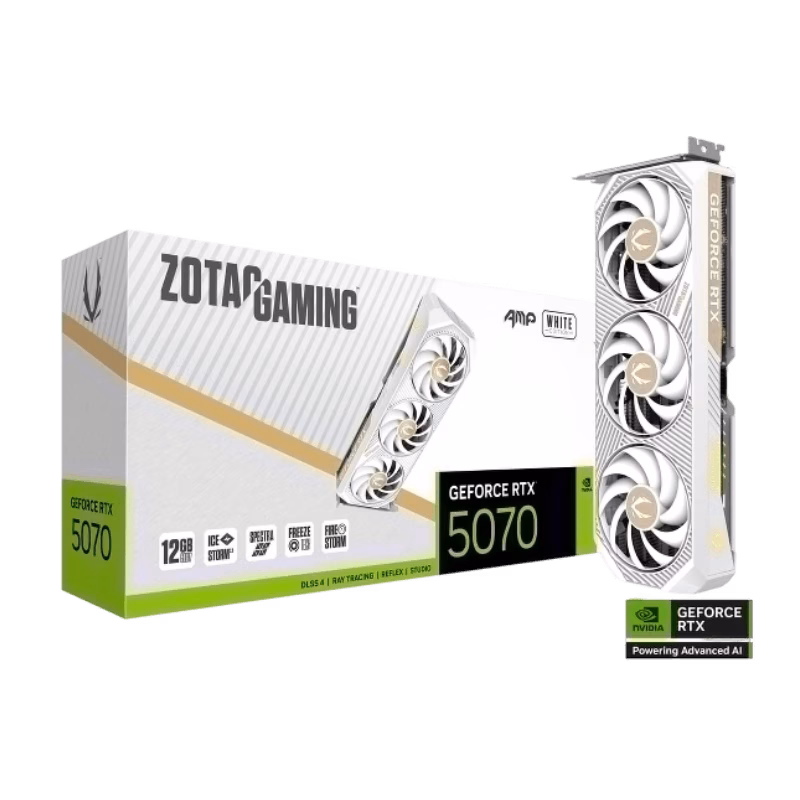 ZOTAC GAMING GeForce RTX 5070 12GB AMP Graphics Card | White Edition | ZT-B50700FQ-10P | Tax Included