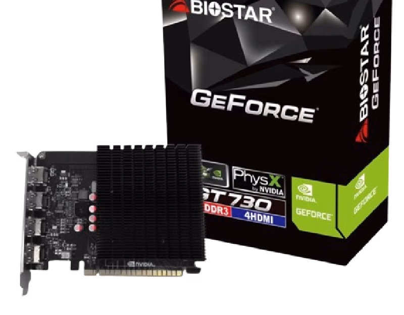 BIOSTAR GeForce GT730 4GB GDDR3 64-Bit 4x HDMI 2.0b PCIe 2.0 | VN7313TG46