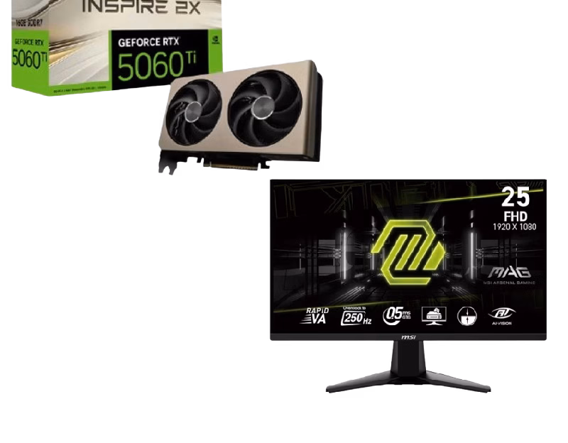 Bundle (MSI Ventus GeForce RTX 5060 Ti | 912-V536-033 + MSI MAG 255XFV 25″ FHD Gaming Monitor)