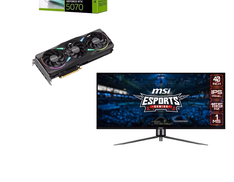 Bundle (PNY GeForce RTX 5070 OC 12GB | VCG507012TFXPB1 + MSI MAG401QR 40” Ultrawide Gaming Monitor| IPS)