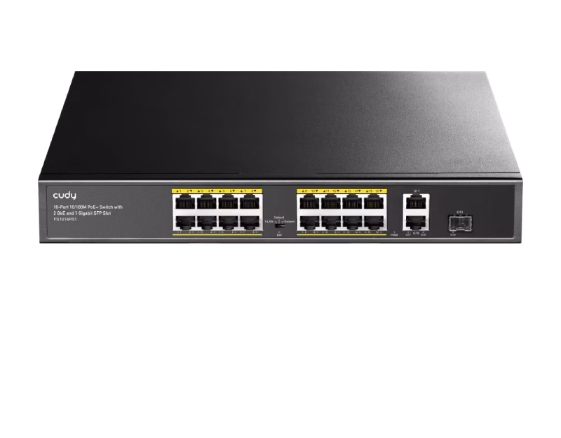 Cudy 16-Port PoE+ Switch – 2 Uplink 1SFP Ports 200W | FS1018PS1