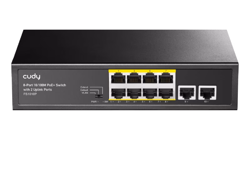 Cudy 8-Port 10/100M PoE+ Switch – 2 Uplink Ports 120W | FS1010P