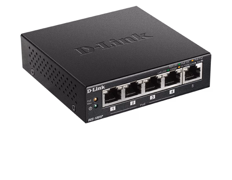 D-Link 5-Port Desktop Gigabit PoE+ Switch | DGS-1005P/E
