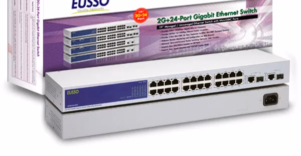 Eusso SWITCH HUB 10/100/1000 UGS5824-RXG2 24 Port Gigabit Switch Rack Mounted + 2SFP Port
