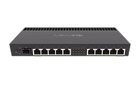 Gigabit port router with a Quad-core 1.4Ghz CPU, 1GB RAM, SFP+ 10Gbps RB4011iGS+RM