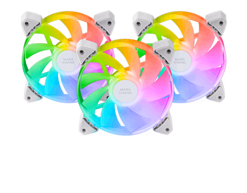 Mars Gaming MF-3ARW ARGB Reversed Fan Kit | White | Tax Free