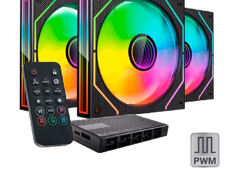 Mars Gaming Ultra-Quiet Pwm 3X 120Mm Infinity Mirror Argb Gaming Fan Argb Hub + Rf Remote Black | MF3DPROKIT | Tax Free