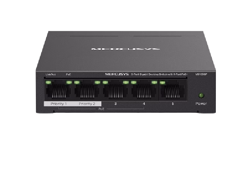 Mercusys 5-Port Gigabit Desktop Switch with 4-Port PoE+ | MS105GP V3