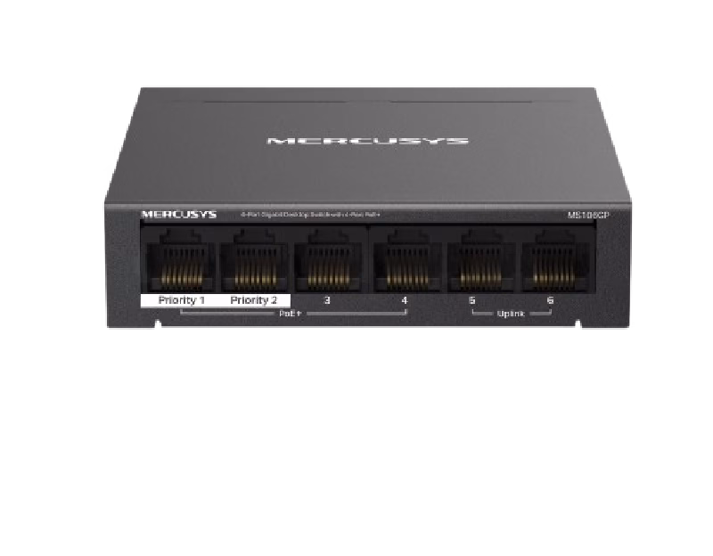 Mercusys 6-Port Gigabit Desktop Switch with 4-Port PoE+ | MS106GP