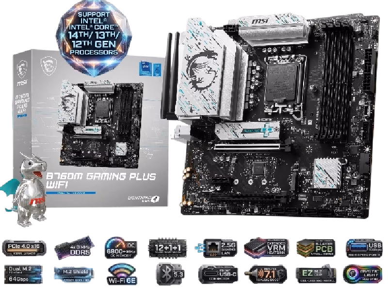 MSI B760M Gaming Plus WiFi DDR5 LGA1700 mATX Motherboard | 911-7D99-060