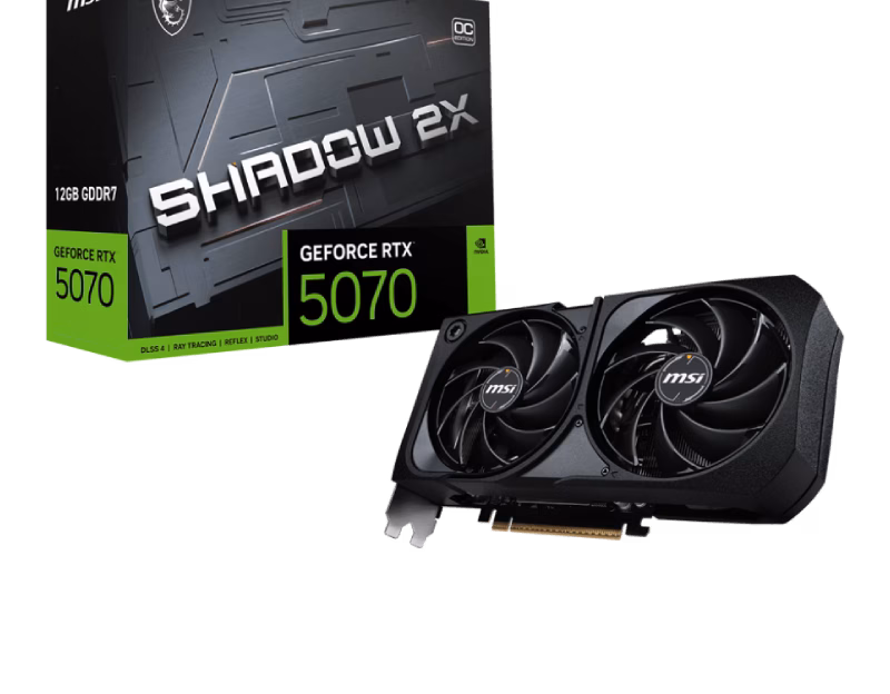 MSI GeForce RTX 5070 12G SHADOW 2X OC 12GB GDDR7 PCI Express 5.0 Graphics Card | 1 Years Warranty