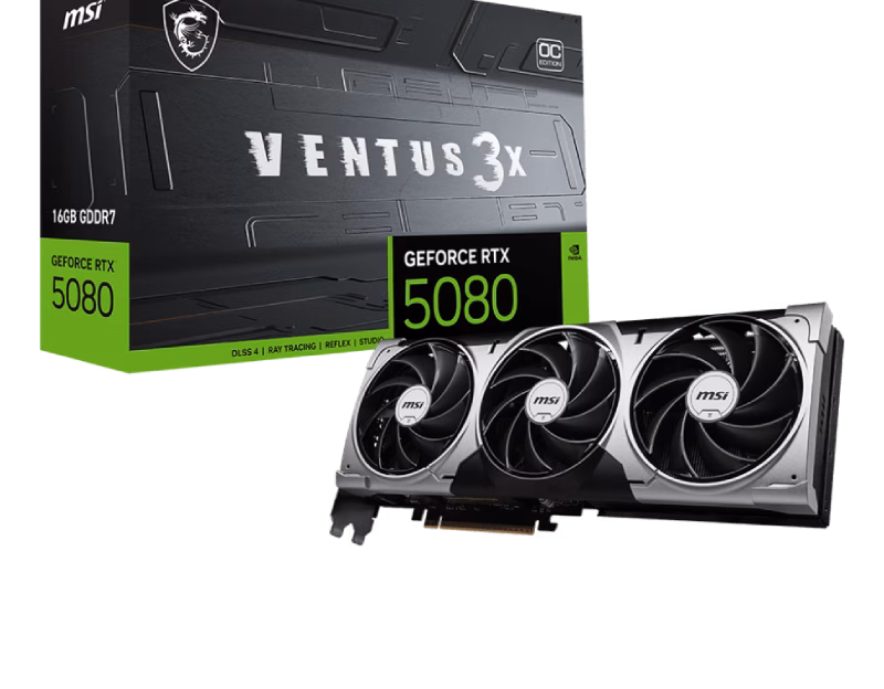 MSI GeForce RTX 5080 16G Ventus 3X OC Plus 256 bits PCIe Gen 5 GPU Blackwell Architecture 16GB GDDR7 | G5080-16V3CP