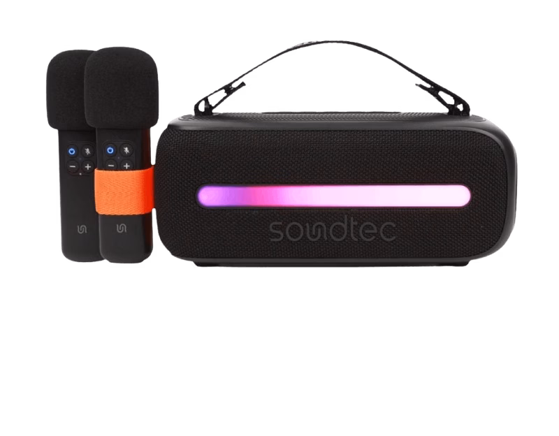 Porodo Soundtec 14W Speaker with Dual Wireless Microphone – Black | PD-STWLEP029-BK