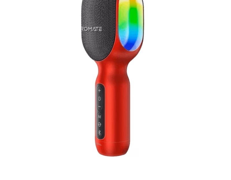 Promate VocalMic 5-in-1 Wireless Karaoke Microphone with Speaker | Red