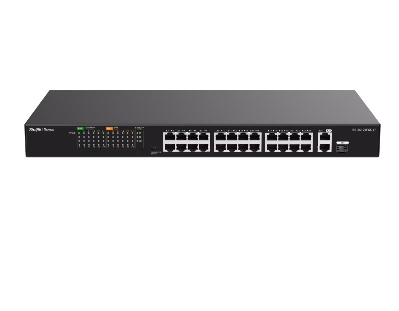 Ruijie Reyee RG-ES126FGS-LP 24-Port 10/100 Mbps with 2-Port Gigabit Unmanaged PoE Switch 180W | Tax Included