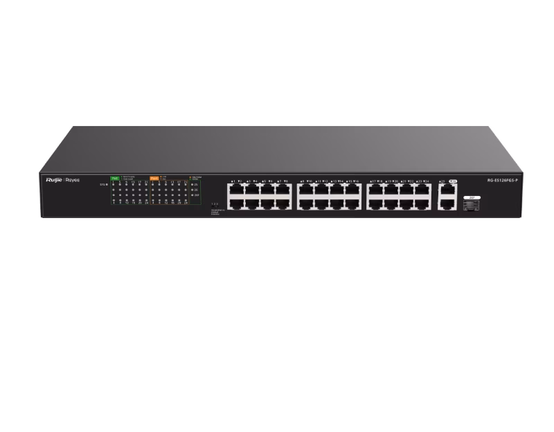 Ruijie Reyee RG-ES126FGS-P 24-Port 10/100 Mbps with 2-Port Gigabit Unmanaged PoE Switch 370W | Tax Included