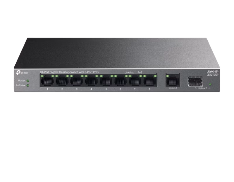 TP-Link 10-Port Gigabit Desktop Switch with 8-Port PoE+ | LS1210GP