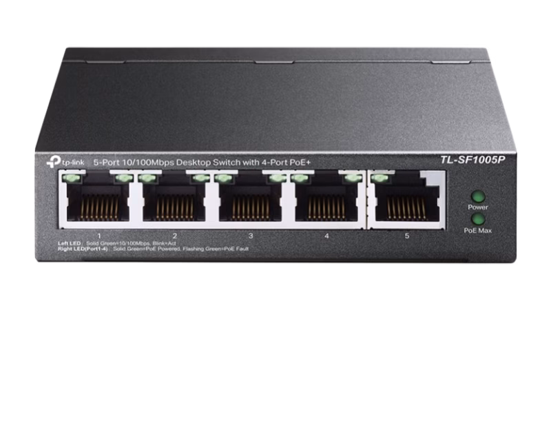 TP-link 5-Port 10/100Mbps Desktop Switch with 4-Port PoE+ | TL-SF1005P