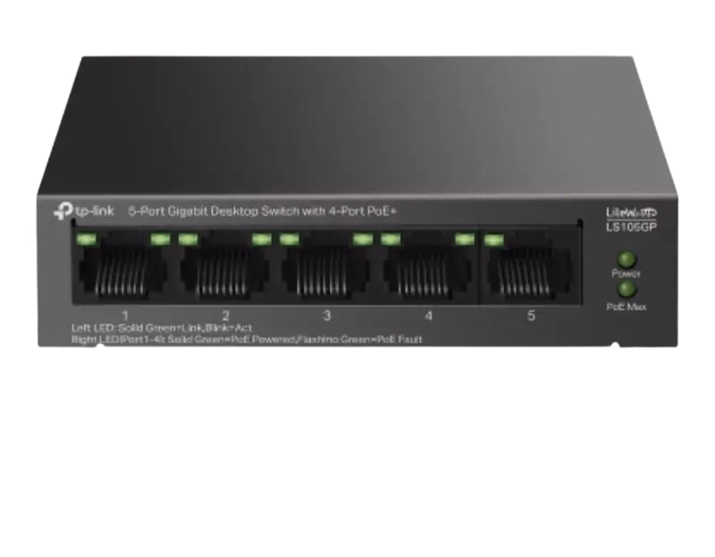 TP-Link 5-Port Gigabit Desktop Switch with 4-Port PoE+ | LS105GP