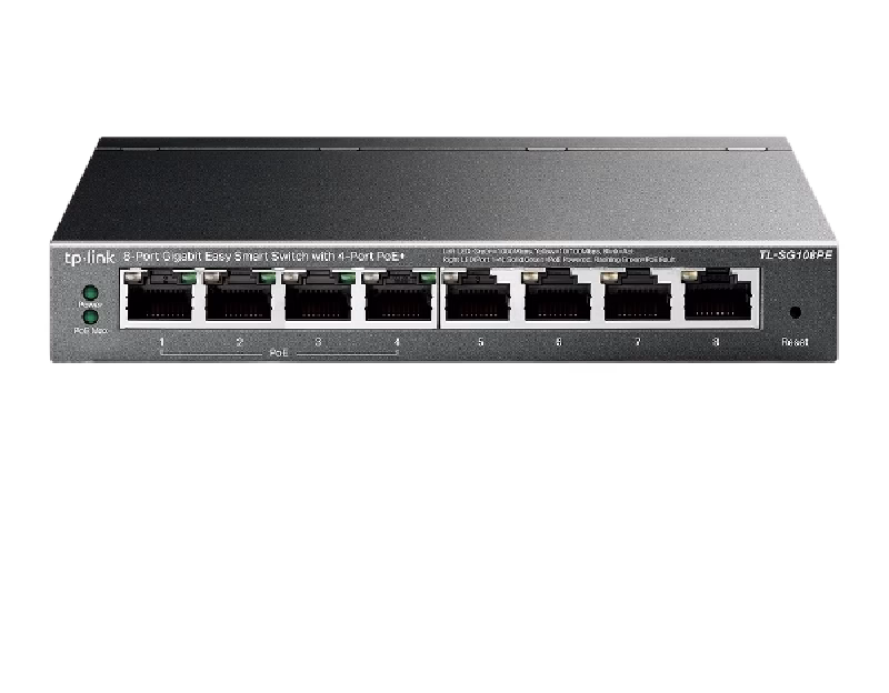 TP-Link Switch 8-Port Gigabit Easy Smart Switch with 4-Port PoE+ | TL-SG108PE 4.2