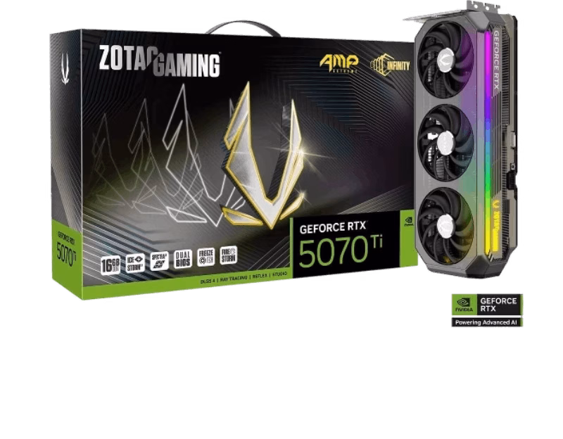 ZOTAC GAMING GeForce RTX 5070 Ti AMP Extreme INFINITY Graphics Card | Tax Included