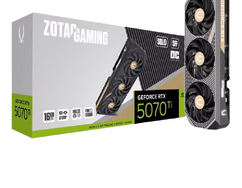 ZOTAC GAMING GeForce RTX 5070 Ti SOLID SFF OC 16GB GDDR7 Graphics Card With DLSS 4, PCIe 5.0 | ZT-B50710J3-10P