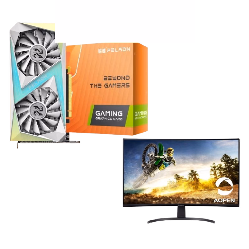 Bundle (PELADN RTX 3050 6GB GDDR6 PCI Express 4.0 Video Card | Q/PLZN001-2019 + Aopen 32HC5QR 31.5″ FHD 165Hz Curved Gaming Monitor)