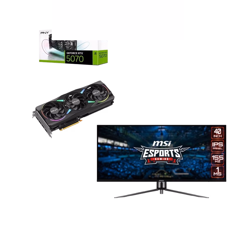 Bundle (PNY GeForce RTX 5070 OC 12GB | VCG507012TFXPB1 + MSI MAG401QR 40” Ultrawide Gaming Monitor| IPS)