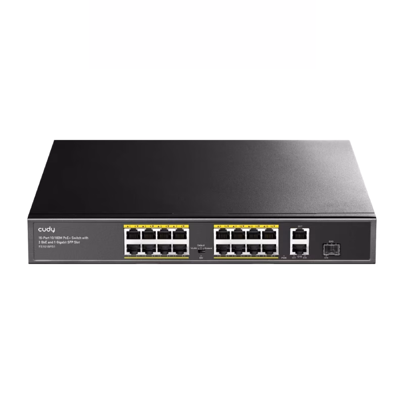 Cudy 16-Port PoE+ Switch – 2 Uplink 1SFP Ports 200W | FS1018PS1