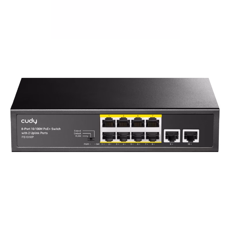 Cudy 8-Port 10/100M PoE+ Switch – 2 Uplink Ports 120W | FS1010P
