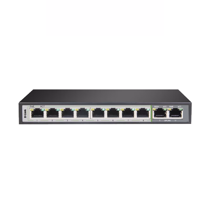 D-Link 10-Port Gigabit PoE Switch 8 Long Reach PoE 2 Uplink Ports