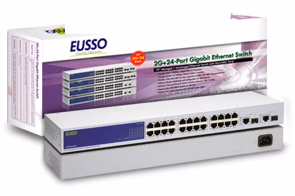 Eusso SWITCH HUB 10/100/1000 UGS5824-RXG2 24 Port Gigabit Switch Rack Mounted + 2SFP Port