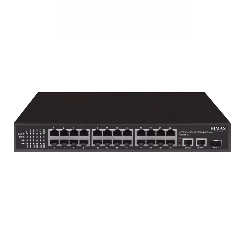 HIMAX Lite Series Long Range 26 Ports PoE Switch | PS12402FE-L | 3 Years Warranty